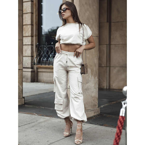 BASIC Smotanová súprava crop tričká a cargo nohavíc MALANS AY1053 54130717