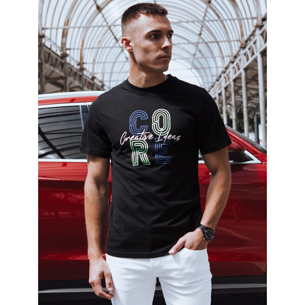 BASIC Čierne pánske tričko s potlačou RX5382 54130722
