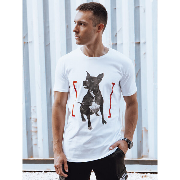 BASIC Biele tričko s potlačou psa RX5608 54130726