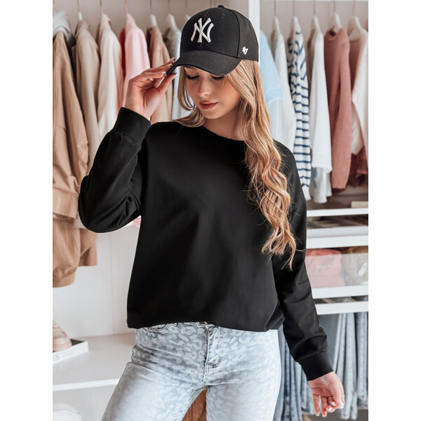 BASIC Čierna dámska mikina s jemnými detailmi LUMIVIA BY1369 62362599