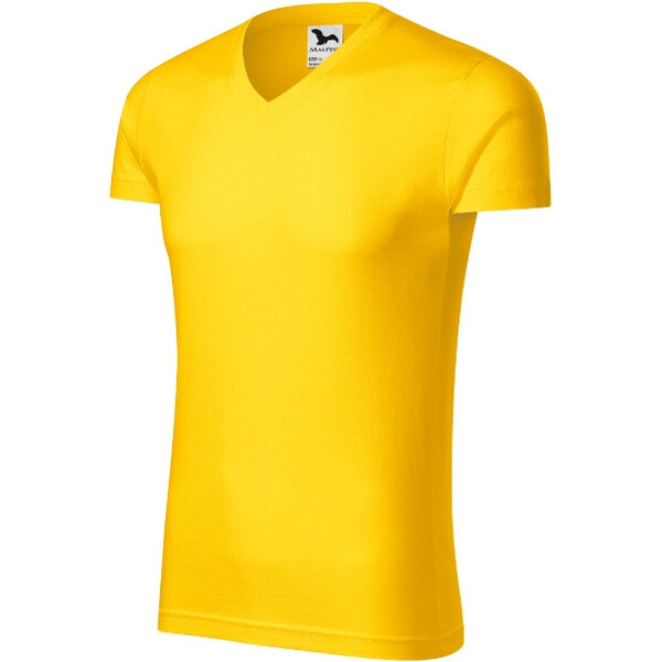 MALFINI, a.s. Pánske tričko Slim Fit s výstrihom do V žlté 62367684
