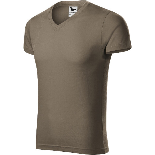 MALFINI, a.s. Slim Fit tričko s výstrihom do V pánske army 62367690