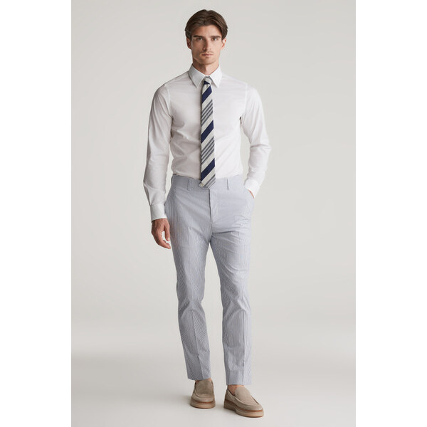 NOHAVICE GANT SLIM TAPERED SEERSUCKER SUIT PANTS RICH BLUE 62371598