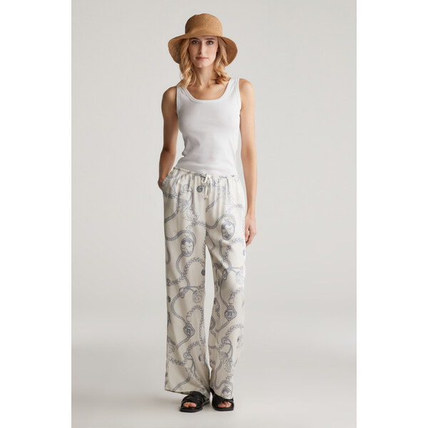 NOHAVICE GANT REL SAILING PRINT DRAWSTRING PANTS CREAM 62371600