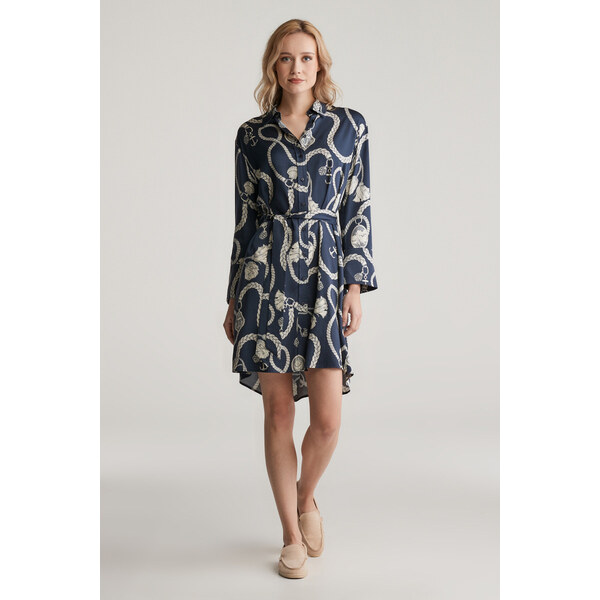 ŠATY GANT REL SAILING PRINT SHIRT DRESS EVENING BLUE 62371615