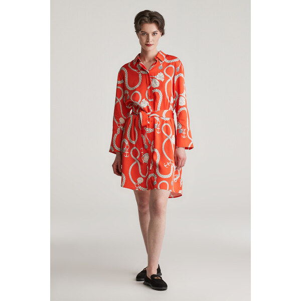 ŠATY GANT REL SAILING PRINT SHIRT DRESS ORANGE RED 62371616