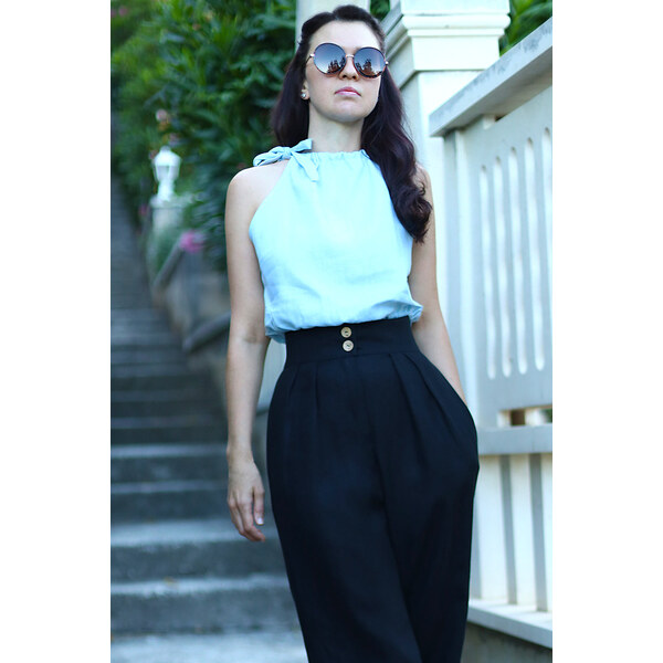 Lotika Linen Ľanový top na zaväzovanie 63334406