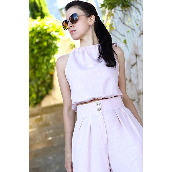 Lotika Linen Ľanový top na zaväzovanie 63334407