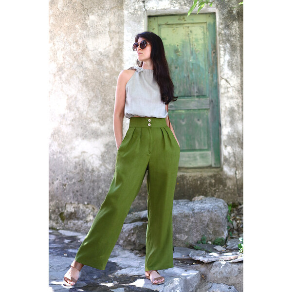 Lotika Linen Ľanové spoločenské nohavice 63334415