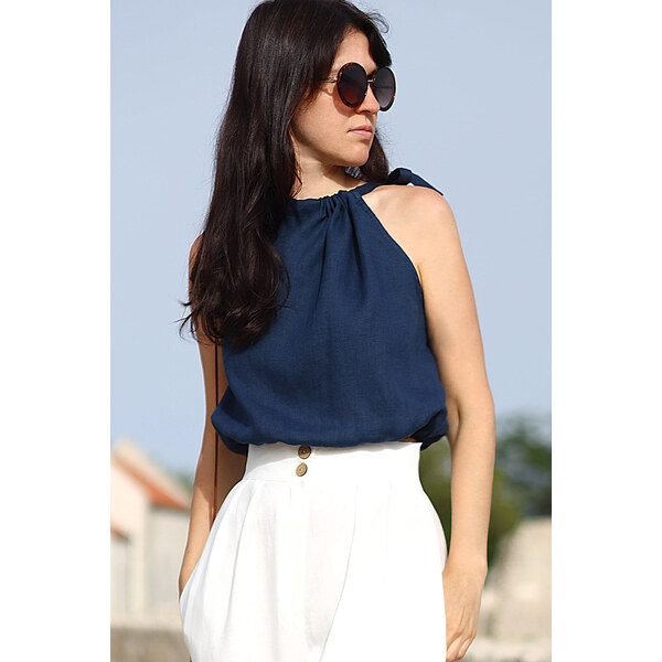 Lotika Linen Ľanový top na zaväzovanie 63334408