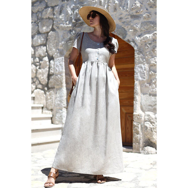 Lotika Linen Ľanové romantické maxi šaty 63334423