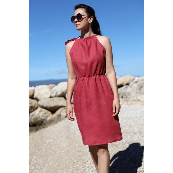 Lotika Linen Letné ľanové šaty na zaväzovanie 63334429