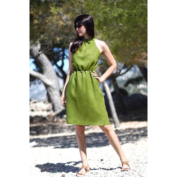 Lotika Linen Letné ľanové šaty na zaväzovanie 63334433
