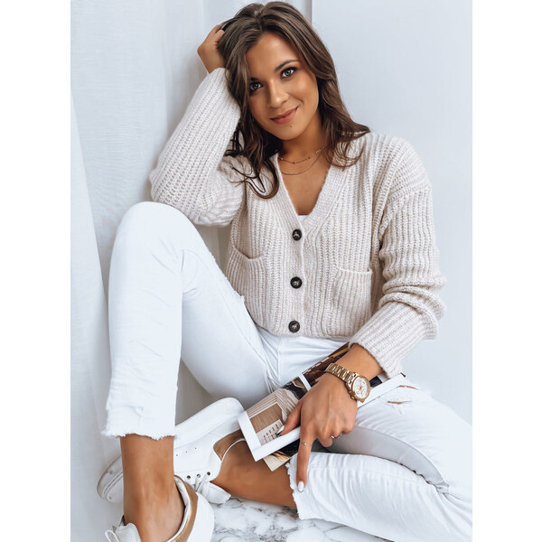 BASIC Svetlobéžový dámsky sveter na gombíky SISTERS MY1959 41054138