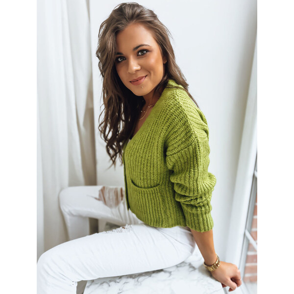 BASIC Svetlozelený dámsky sveter na gombíky SISTERS MY1960 41054139