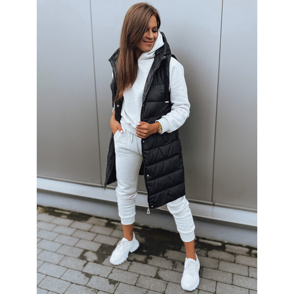 BASIC Čierna prešívaná dlhá vesta KERIN TY2916 34902110