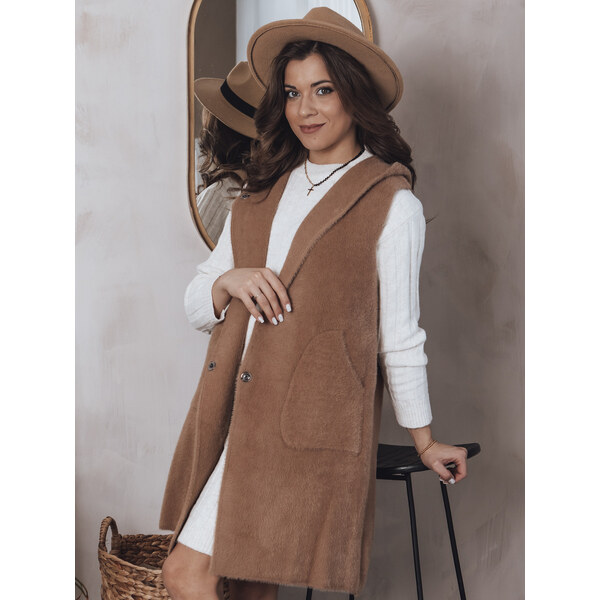 BASIC Hnedá teplá vesta s kapucňou ARTEMI TY4104 48720952