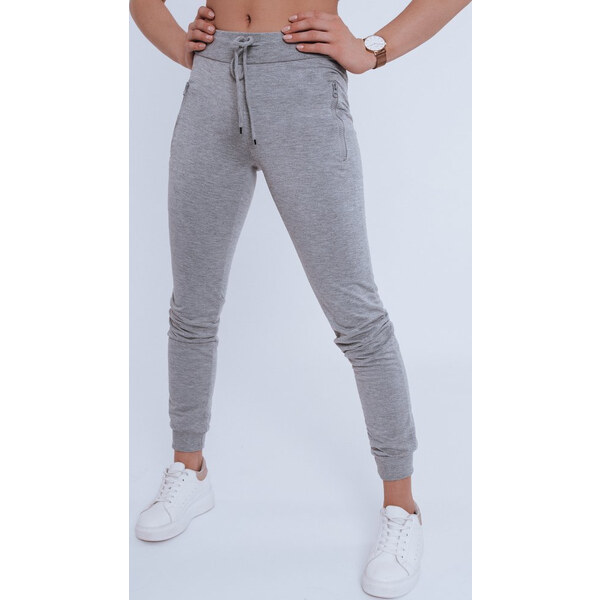 BASIC Svetlo šedé dámske tepláky so zipsami UY0822 61186555