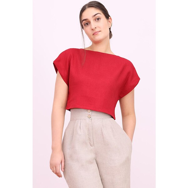 Lotika Linen Krátke ľanové tričko zoštíhľujúce 63334266