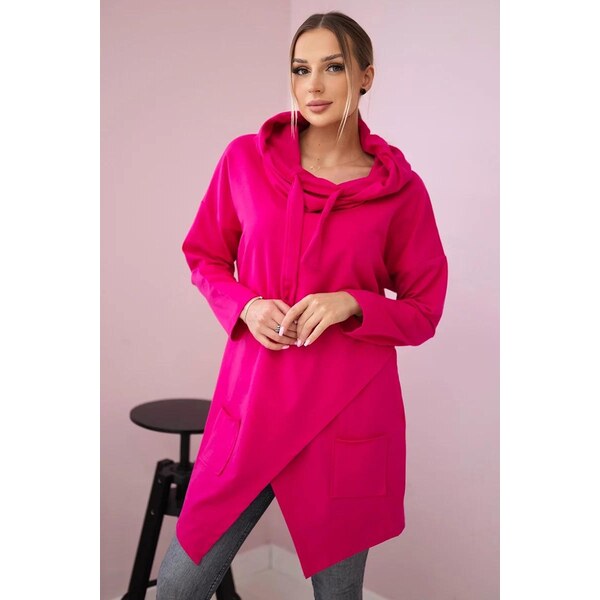 MladaModa Oversize tunika v zavinovacom štýle model 0017 fuksiová 60674276