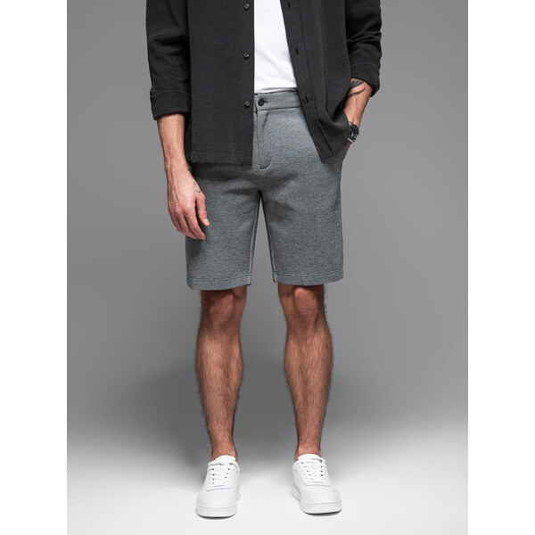 Ombre Mens SLIM FIT short shorts in structured melange knit - black 64789158