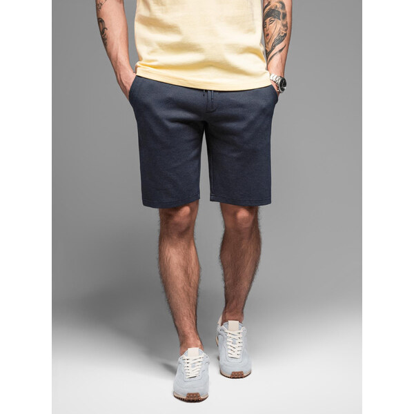 Ombre Casual mens SLIM FIT jacquard knit shorts - navy blue 64789164