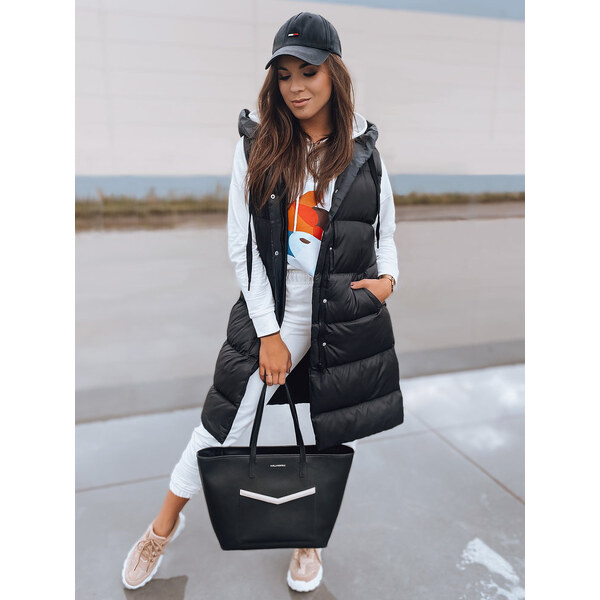 BASIC Čierna dámska dlhá prešívaná vesta TY2130 36066209