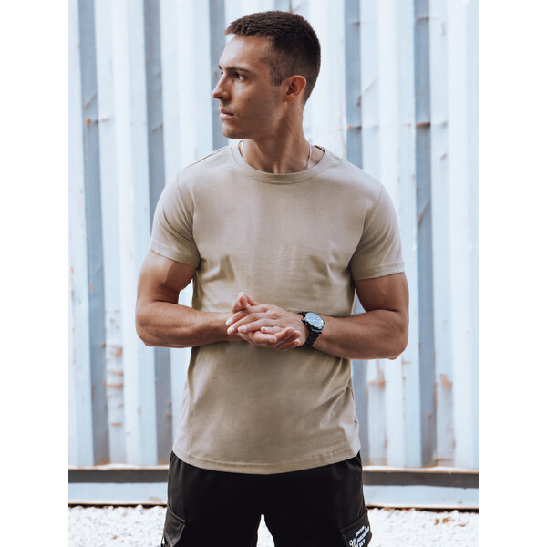 BASIC Béžové klasické pánske tričko RX5610 53417964