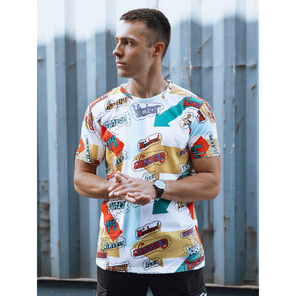 BASIC BIELE pánske tričko s potlačou Dstreet RX5614 53417965