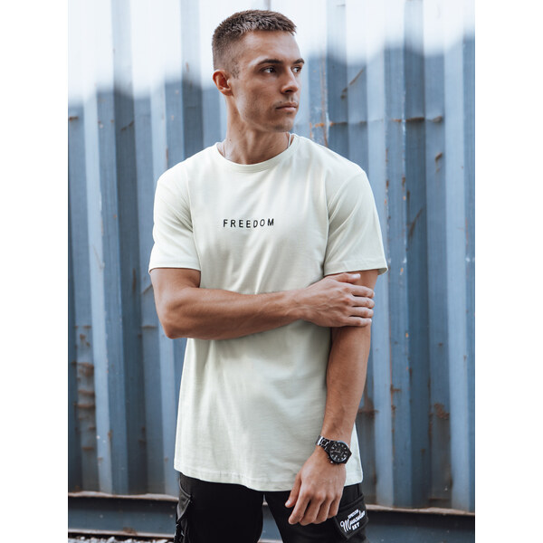 BASIC Smotanové pánske tričko s nápisom FREEDOM RX5612 53417981