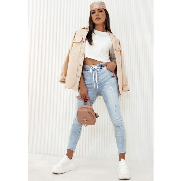 BASIC Svetlomodré džínsové nohavice so šnúrkami v páse URBAN EDGE 53417947