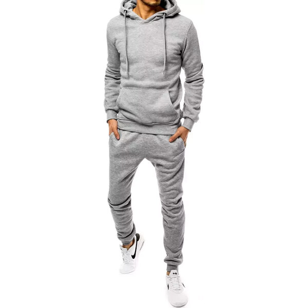 BASIC Svetlosivá pánska tepláková súprava s kapucňou AX0384 24550458