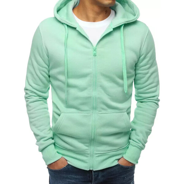 Mintová basic mikina na zips a s klokaním vreckom BX5231 31345721