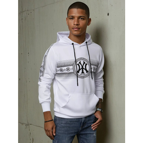 BASIC Biela pánska mikina s potlačou BX5567 39627301
