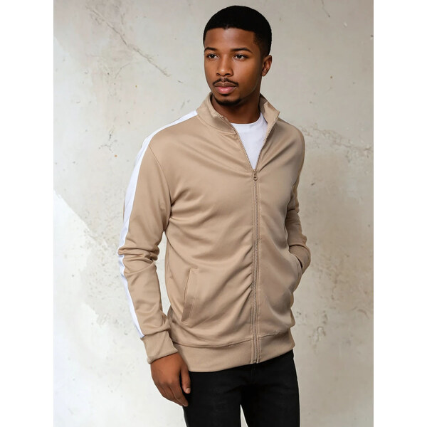 Svetlohnedá basic mikina na zips BX5564 40763236