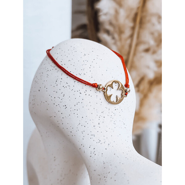 BASIC Náramok HEARTBEAT so vzorom štvorlístka - červený LY0084 42769762