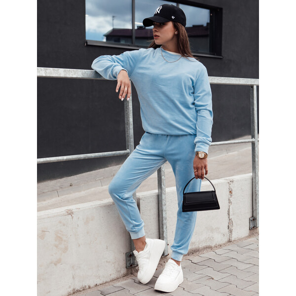 BASIC Svetlomodrá velúrová tepláková súprava URBANVELVET AY1056 57187345