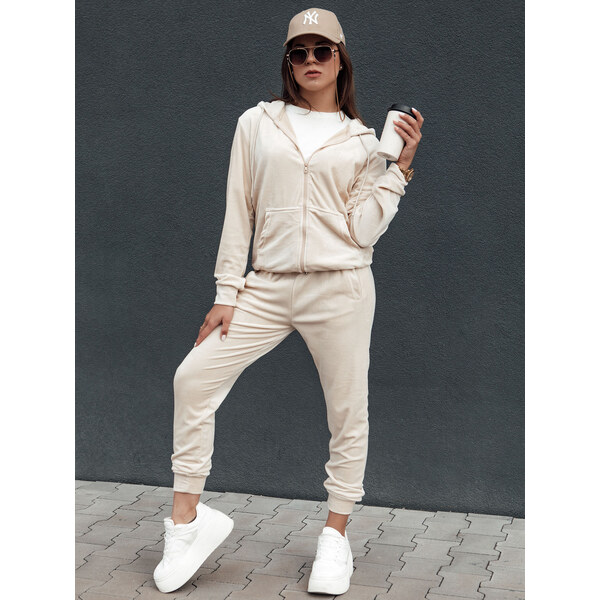 BASIC Smotanová velúrová tepláková súprava VELCOMFY AY1081 57275345