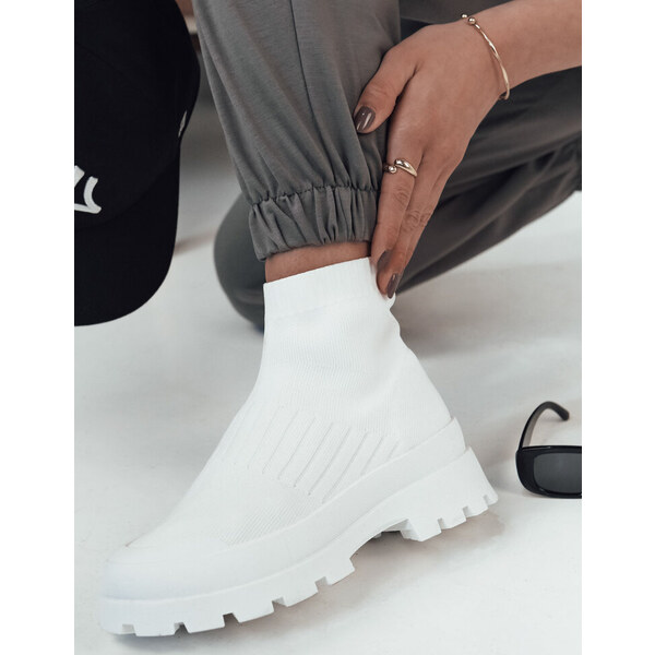 BASIC Biele textilné členkové tenisky ORCE ZY0472 57275372