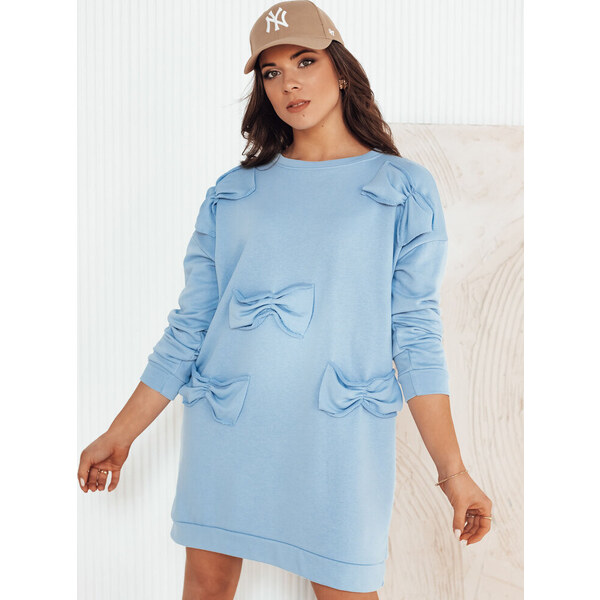 BASIC Svetlomodré mikinové šaty s mašličkami GASTOR EY2464 49721832