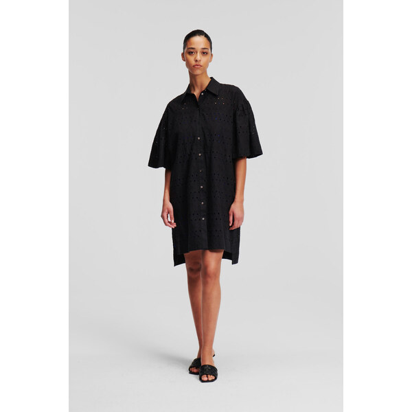ŠATY KARL LAGERFELD SSLV EMBROIDERY SHIRT DRESS 52624586