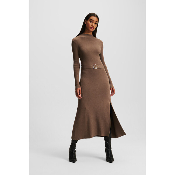 ŠATY KARL LAGERFELD LSLV BUCKLE BELT KNIT DRESS 58512887