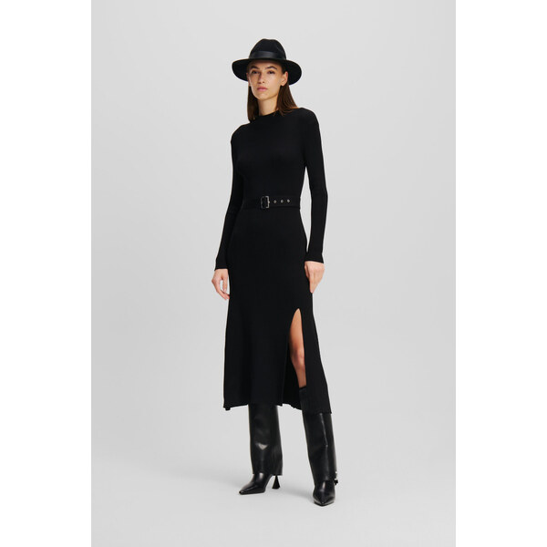 ŠATY KARL LAGERFELD LSLV BUCKLE BELT KNIT DRESS 58512888