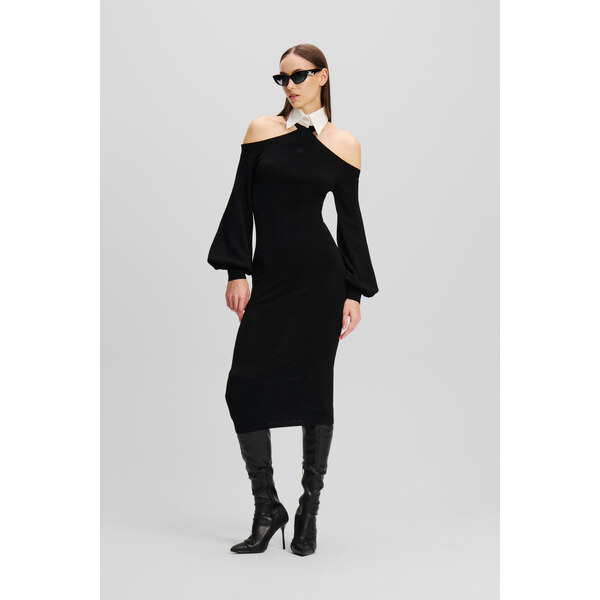 ŠATY KARL LAGERFELD COLD SHOULDER KNIT DRESS 60519359