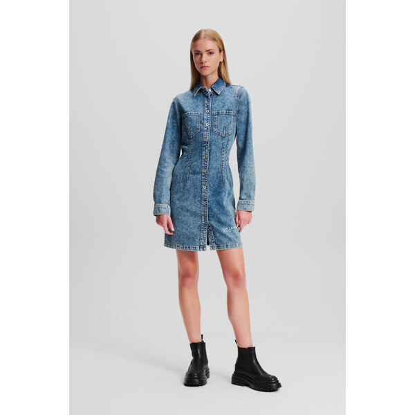 ŠATY KARL LAGERFELD JEANS KLJ LSLV PINTUCK DENIM DRESS 60519436