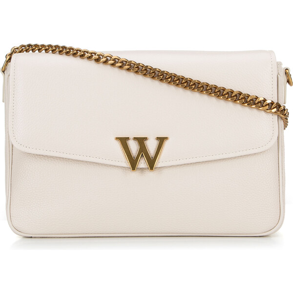 Wittchen Dámska crossbody z kože s dekoratívnym zapínaním krémová 100 66066366