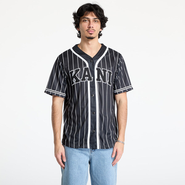 Košeľa Karl Kani Serif Pinstripe Baseball Shirt Black/ White L 62423793