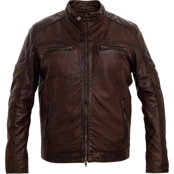 MAX Pánska kožená bunda MOTI - 2 hnedá 65932911