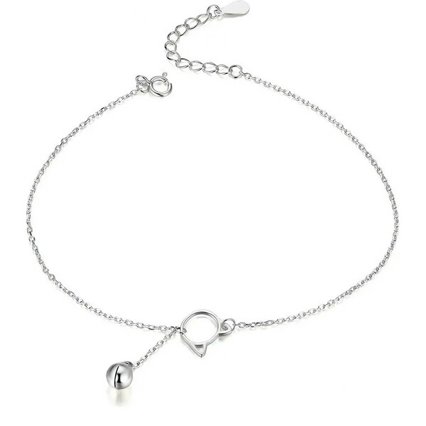 Ligot Strieborná retiazka na nohu mačka s rolničkou 62426301