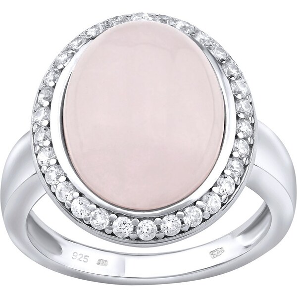 Ligot Strieborný prsteň s prírodným Ruženínom a so zirkónmi 62426483